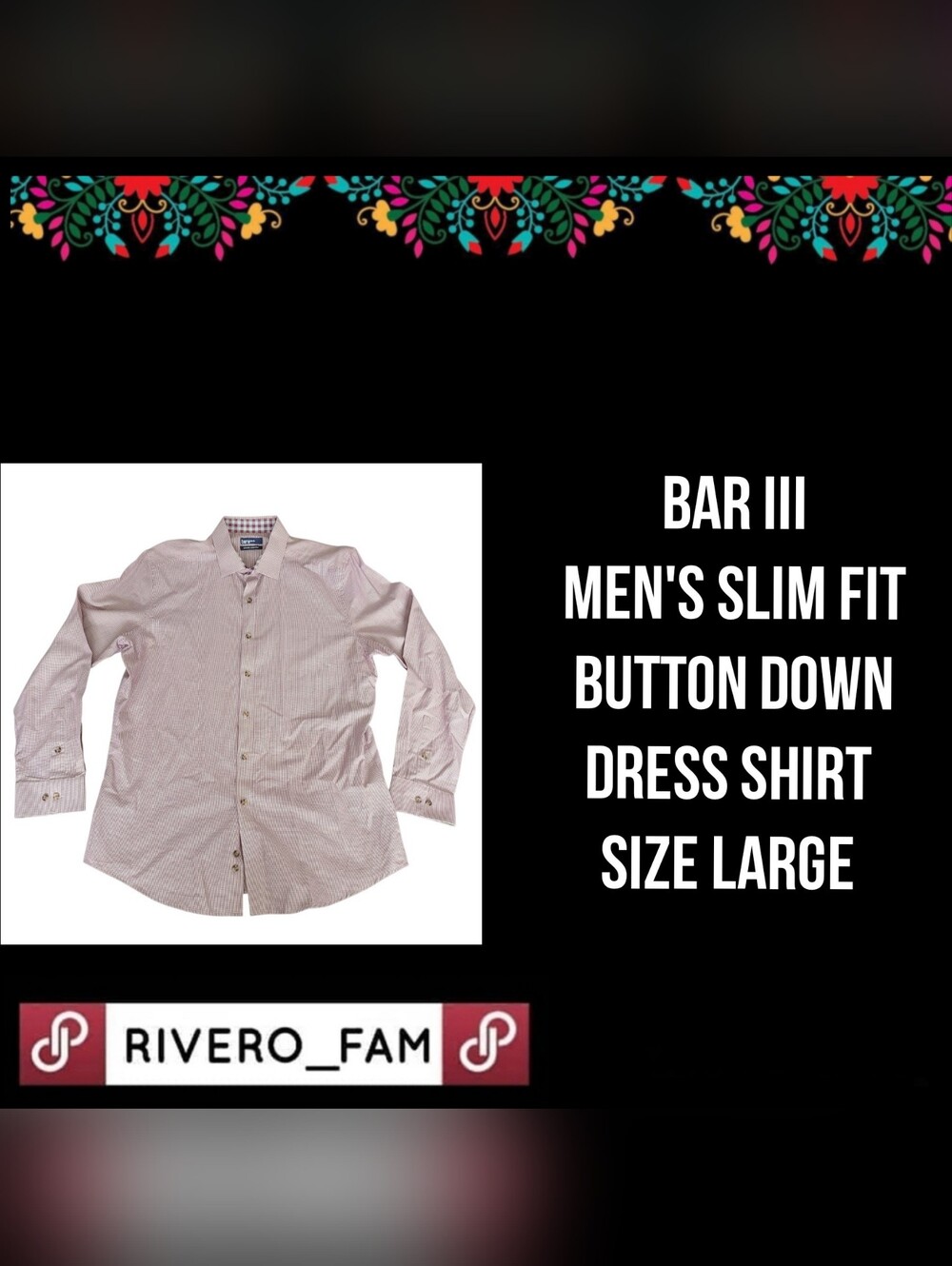 BAR lll | MEN'S SLIM FIT BUTTON DOWN DRESS SHIRT | SIZE LARGE